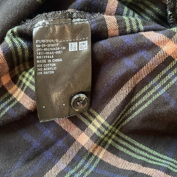 Uniqlo flannel plaid dress navy size extra small - Picture 5 of 8